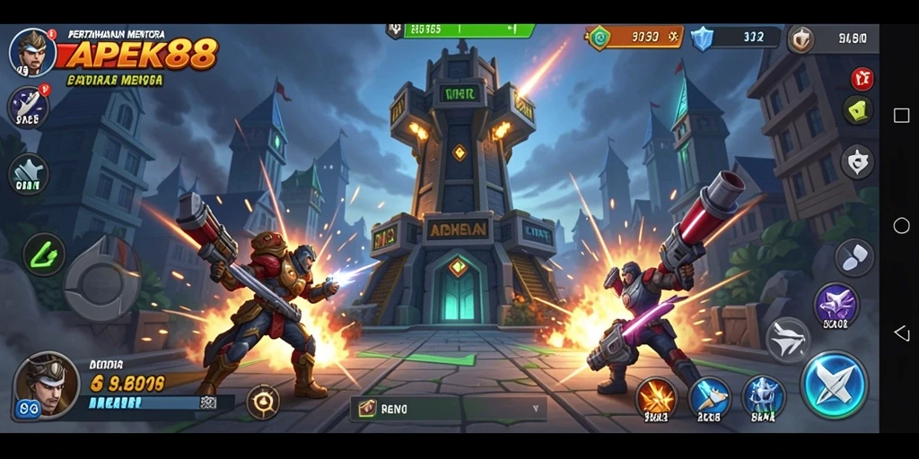 Screenshot dari gameplay APEK88 yang menampilkan strategi Tower Defense.