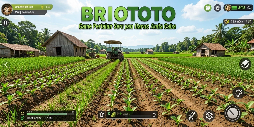 Screenshot gameplay BRIOTOTO menampilkan kebun subur dan interaksi antarpemain.