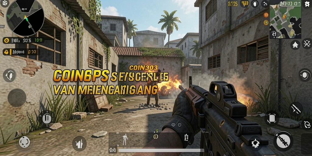 Tampilan gameplay intens dalam COIN303 dengan aksi tembak-menembak.