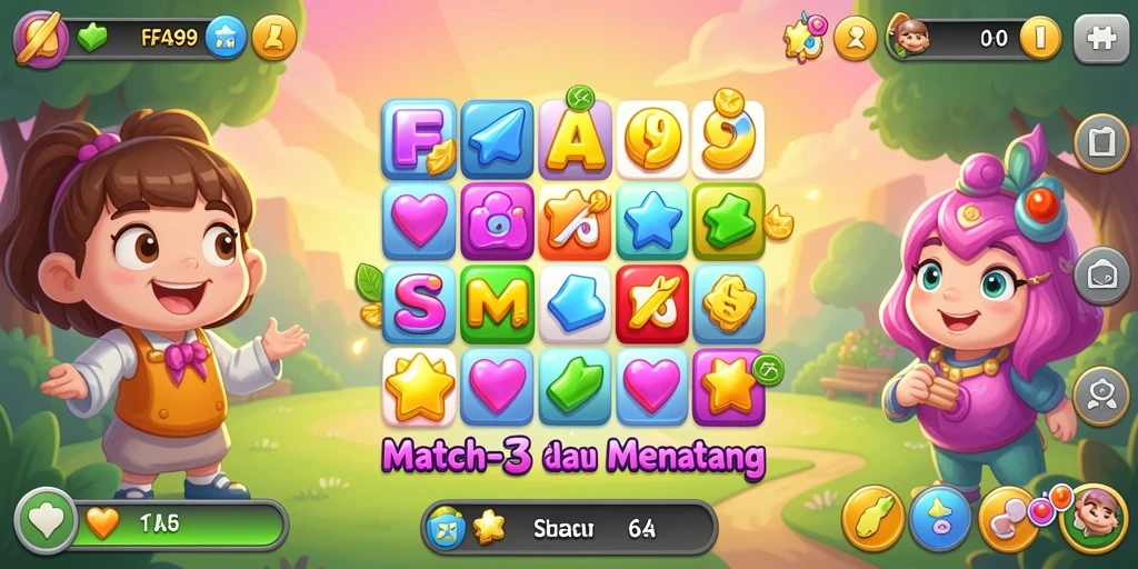 Gameplay seru FA99 dalam mencocokkan objek Match-3.