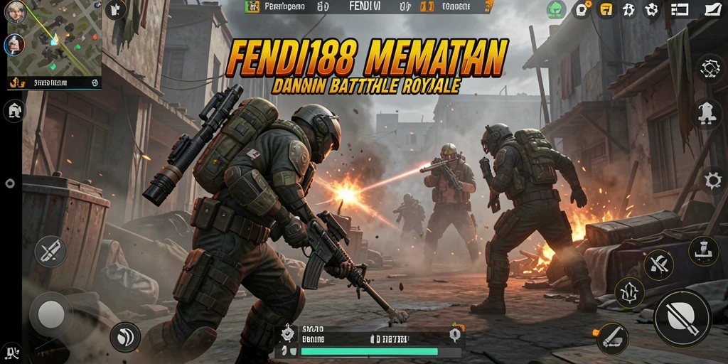 Tangkapan layar utama FENDI188 menampilkan pertempuran intens di arena Battle Royale.