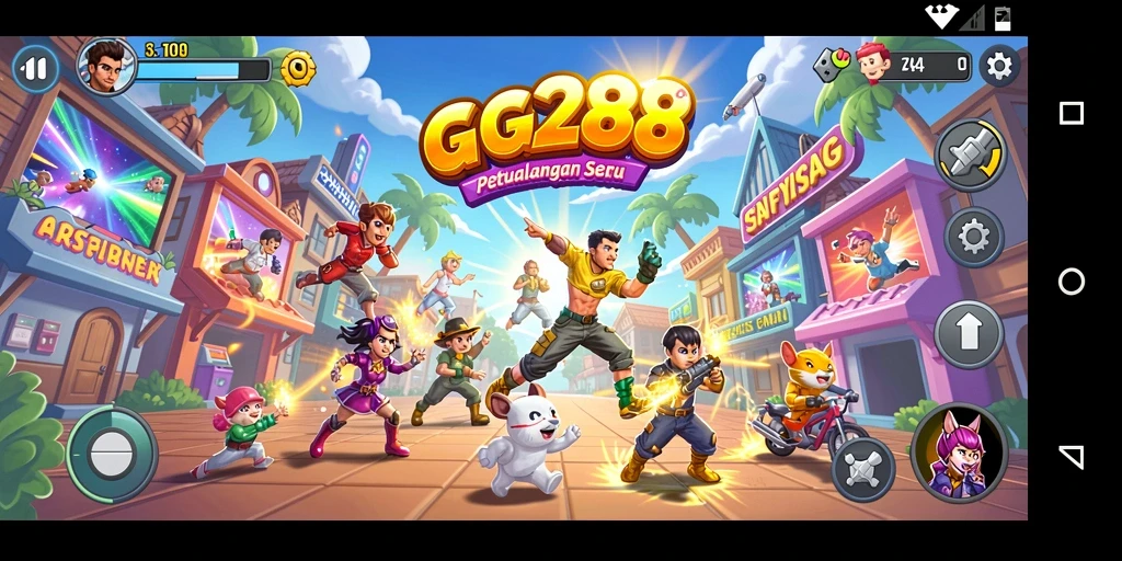Tampilan screenshot GG288 menampilkan gameplay Arcade yang dinamis dan penuh warna.