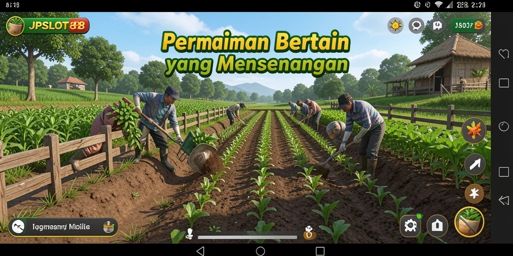 Tampilan gameplay <strong>JPSLOT88</strong> yang memukau saat bertani dan berinteraksi.