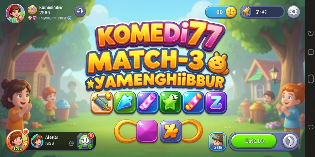 Tangkapan layar gameplay seru dari KOMEDI77 Match-3.