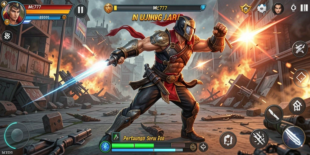 Gameplay pertarungan seru dengan karakter unik di MC777.