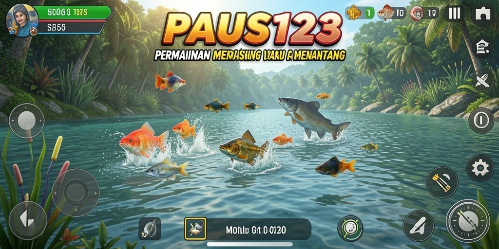 Tangkapan besar dalam gameplay memancing PAUS123 yang mendebarkan.