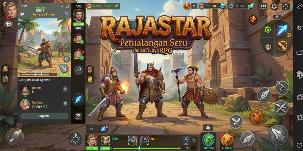 Menampilkan gameplay seru di dunia fantasi RAJASTAR.