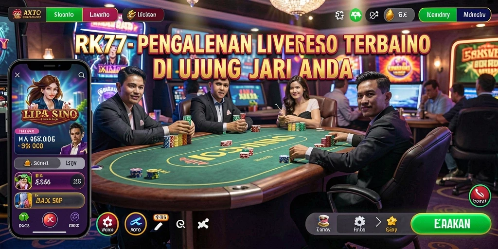 Tampilan menarik dari gameplay Live Casino yang mendebarkan di RK77.