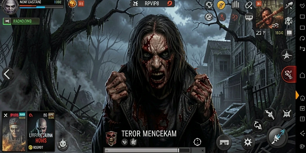Screenshot RPVIP8 menunjukkan momen mencekam saat menghadapi makhluk Horror.