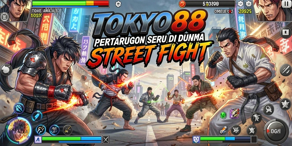 Screenshot gameplay TOKYO88 menunjukkan aksi pertarungan yang mendebarkan.